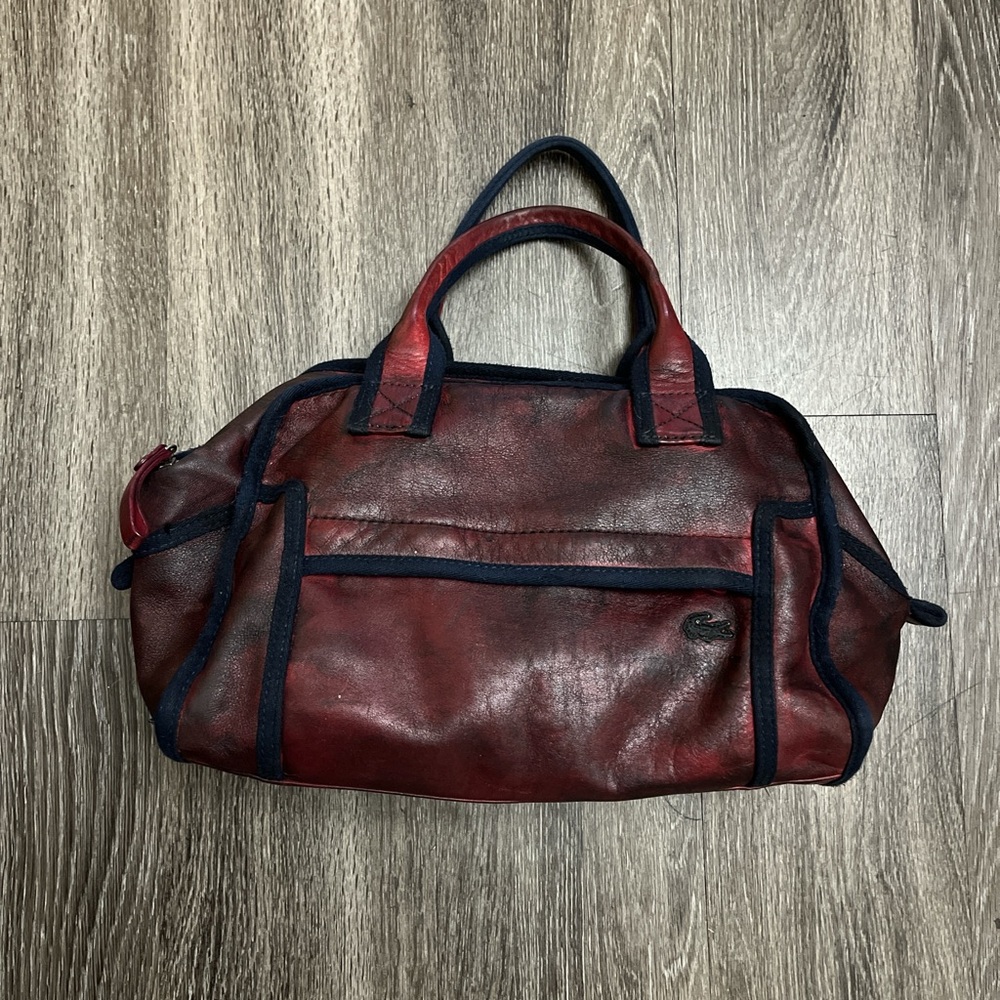 Lacoste Red Duffel Bag with Black Trim